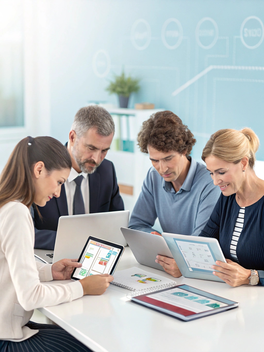 School leaders reviewing educational technology